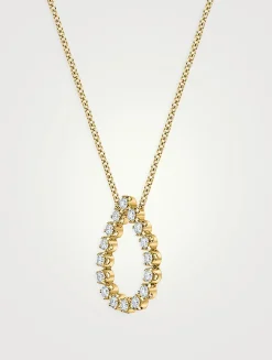 Small Essentials 18K Gold Pear Pendant Necklace With Diamonds