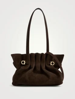 Small Ferragamo Soft Suede Shoulder Bag