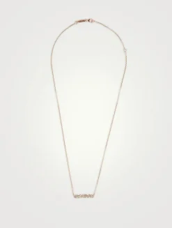Small Fireworks 18K Rose Gold Bar Necklace With Diamonds