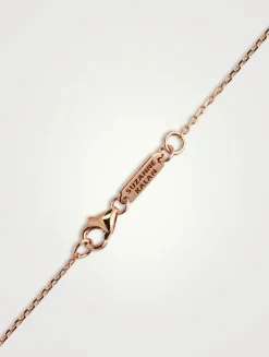 Small Fireworks 18K Rose Gold Bar Necklace With Diamonds