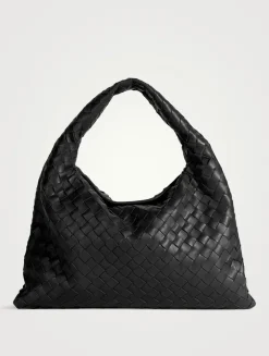 Small Hop Intrecciato Leather Shoulder Bag