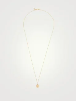 Small 14K Gold Evil Eye Coin Necklace With Diamond