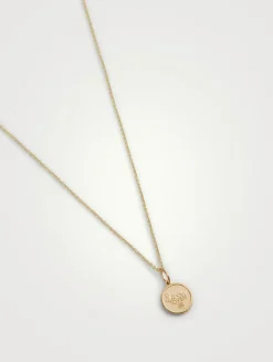Small 14K Gold Evil Eye Coin Necklace With Diamond