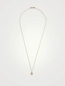 Small 14K Gold Paw Print Pendant Necklace With Diamonds
