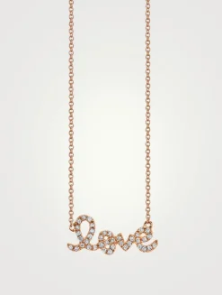 Small 14K Rose Gold Love Necklace With Diamonds