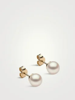 Small 18K Yellow Gold Pearl Stud Earrings