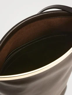 Small Magenta Leather Bucket Bag