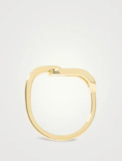 Small Maillon 18K Gold Ring With Diamonds