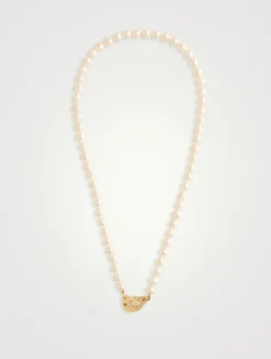 Small Menottes Dinh Van Pearl And 18K Gold Necklace