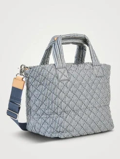 Small Metro Deluxe Seersucker Tote Bag In Stripe Print