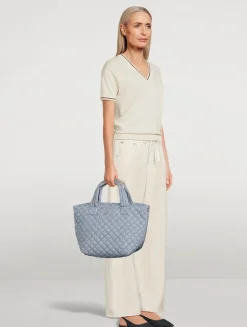 Small Metro Deluxe Seersucker Tote Bag In Stripe Print