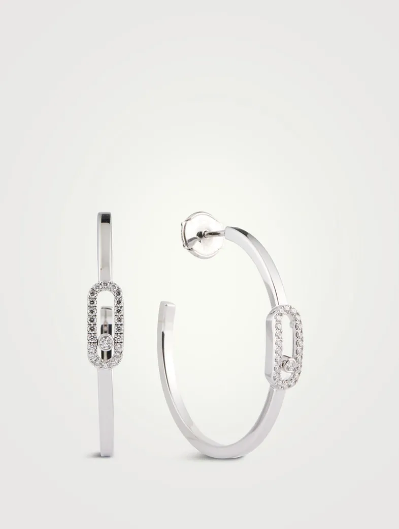 Small Move Uno 18K Gold Hoop Earrings With Diamonds