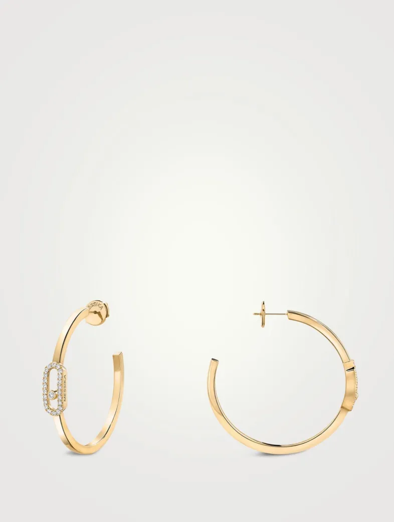 Small Move Uno 18K Gold Hoop Earrings With Diamonds