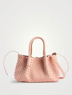 Small Pinacoteca Intrecciato Leather Tote Bag