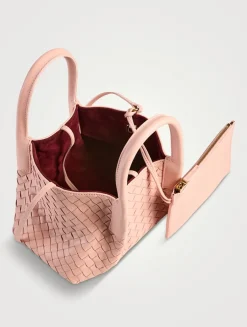 Small Pinacoteca Intrecciato Leather Tote Bag