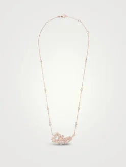 Small Plume De Paon Gold Pendant Necklace With Diamonds