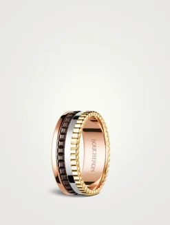 Small Quatre Classique Gold Ring With Brown PVD