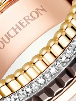 Small Quatre Classique Gold Ring With Brown PVD And Diamonds