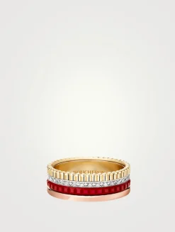 Small Red Edition Quatre Gold Ring With Red Ceramic And Diamonds