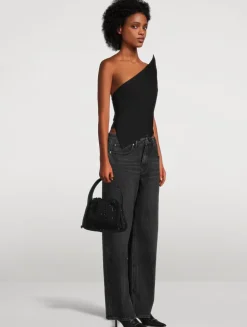 Small Ryan Crystal Rib-Knit Shoulder Bag