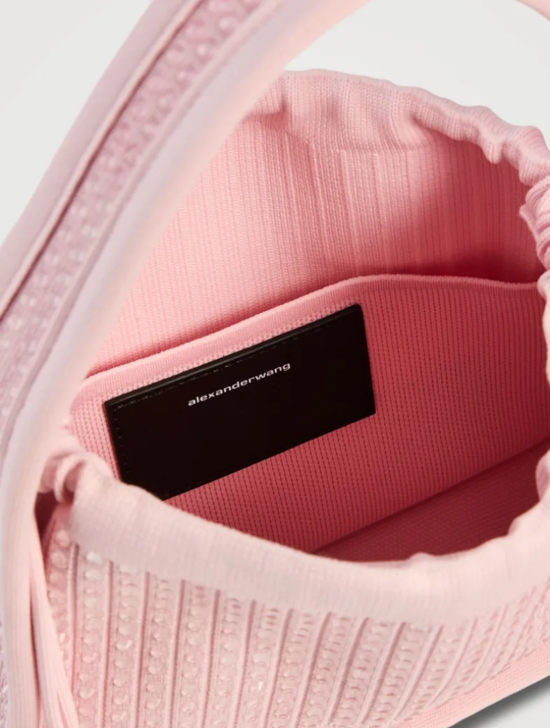 Small Ryan Crystal Rib-Knit Shoulder Bag