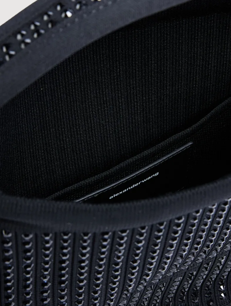 Small Ryan Crystal Rib-Knit Shoulder Bag