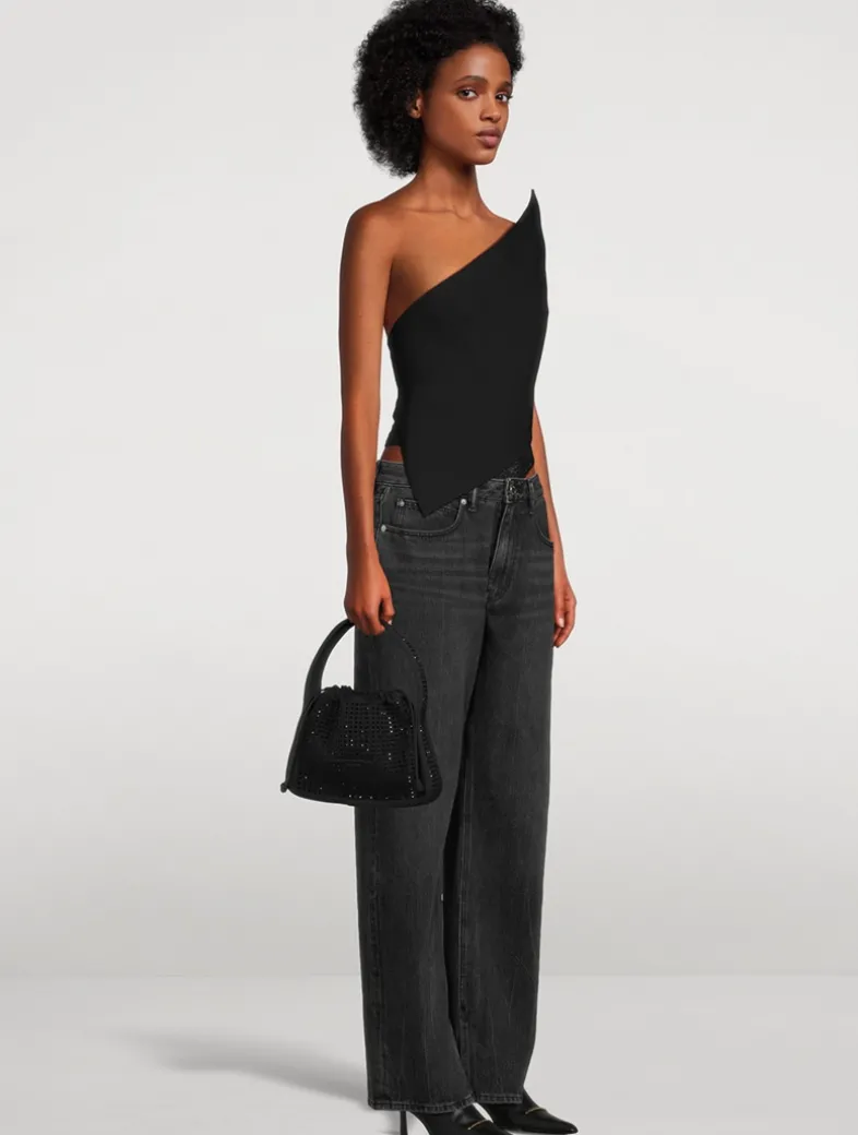 Small Ryan Crystal Rib-Knit Shoulder Bag