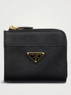 Small Saffiano Leather Zipper Wallet