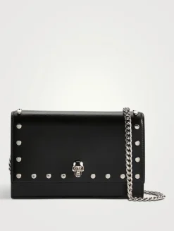 Small Skull Studded Leather Crossbody Bag