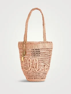 Small Summer Banana Raffia Tote Bag