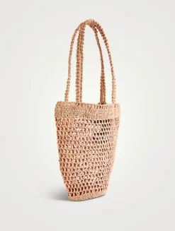 Small Summer Banana Raffia Tote Bag