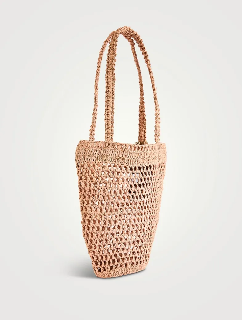 Small Summer Banana Raffia Tote Bag
