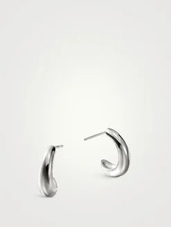 Small Surf Sterling Silver Hoop Earrings