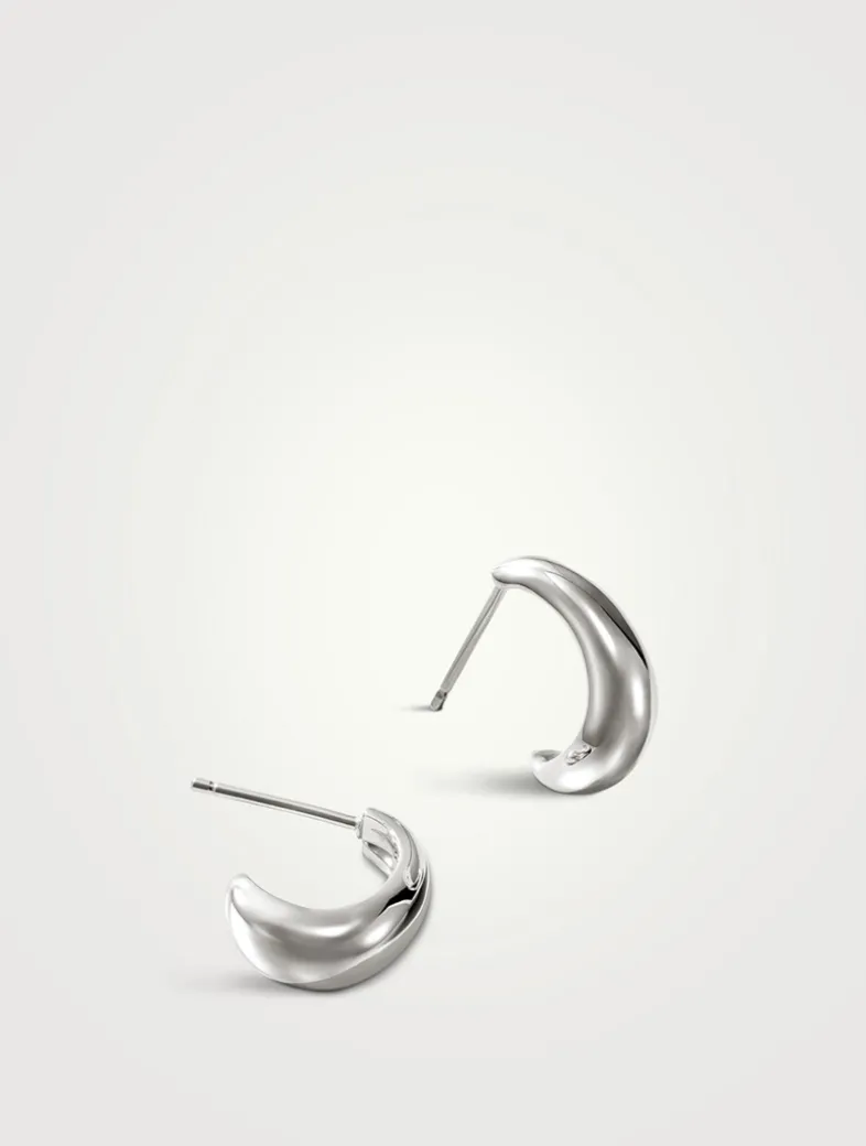 Small Surf Sterling Silver Hoop Earrings