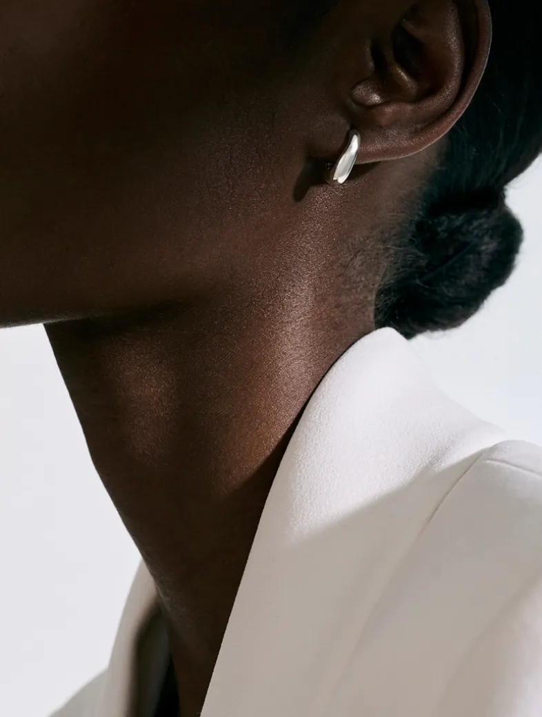 Small Surf Sterling Silver Hoop Earrings