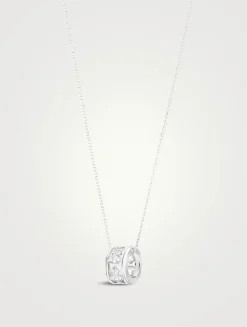 Small Wulu 18K White Gold Eternity Wheel Pendant Necklace With Diamonds