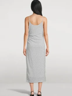 Smocked Slip Dress In Check Print