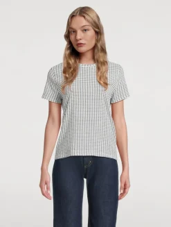 Smocked T-Shirt In Check Print