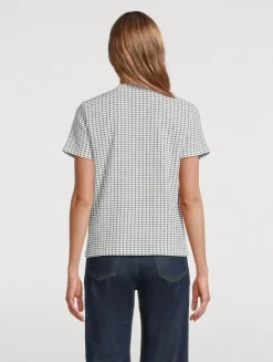 Smocked T-Shirt In Check Print
