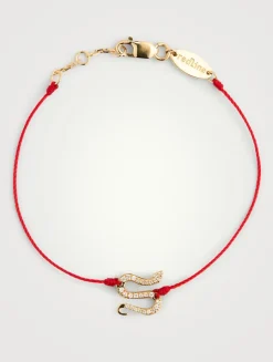 Sneaky Pavé 18K Gold Snake String Bracelet With Diamonds