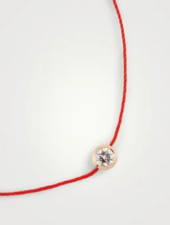 So Pure 18K Rose Gold String Bracelet With Diamond