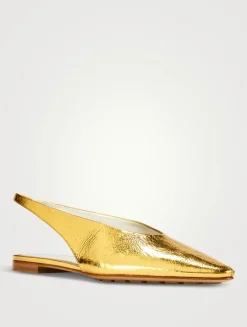 Sofia Metallic Leather Slingback Ballet Flats