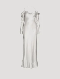 Sofia Off-The-Shoulder Satin Maxi Dress