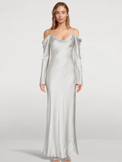 Sofia Off-The-Shoulder Satin Maxi Dress