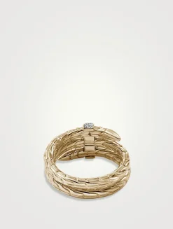 Spear 14K Gold Double Wrap Ring With Pavé Diamonds