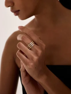 Spear 14K Gold Double Wrap Ring With Pavé Diamonds