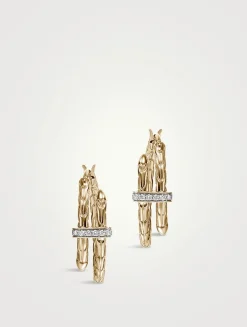 Spear 14K Gold Hoop Earrings With Pavé Diamonds