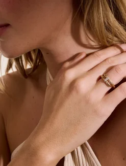 Spear 14K Gold Single Wrap Ring With Pavé Diamonds