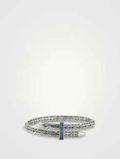 Spear Silver Bypass 5.5mm Flex Cuff With Blue Sapphire