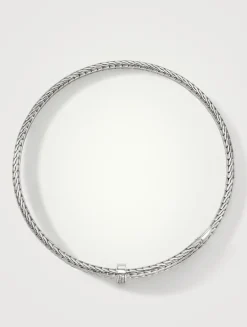 Spear Silver Flex Choker Necklace Pavé Diamonds